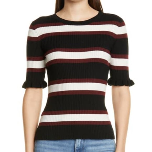 Frame Denim Black and White Striped Sweater - Picture 1 of 4
